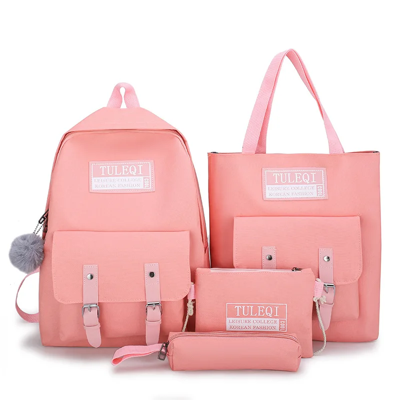 

Холщовая школьная сумка для девочек-подростков, модные дорожные рюкзаки для ноутбука для колледжа, сумки для книг, 4 шт./компл.