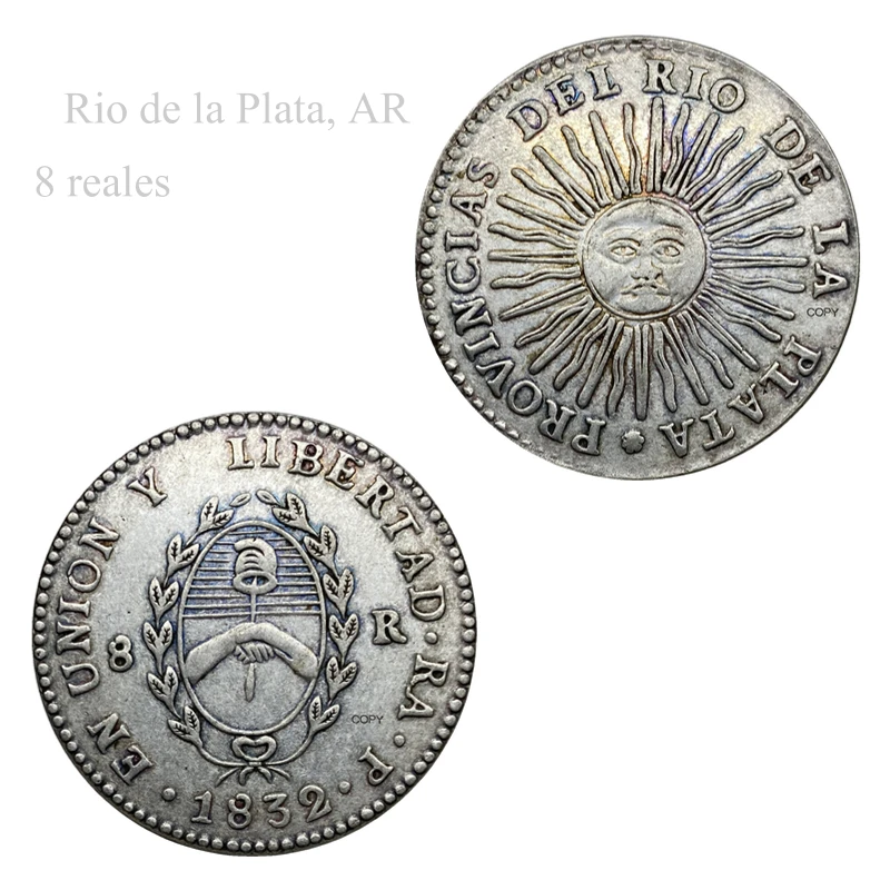 Серебряная копия Аргентинской монеты Rio de la Plata AR 8 монет Cupronickel монета 1832 | Дом и