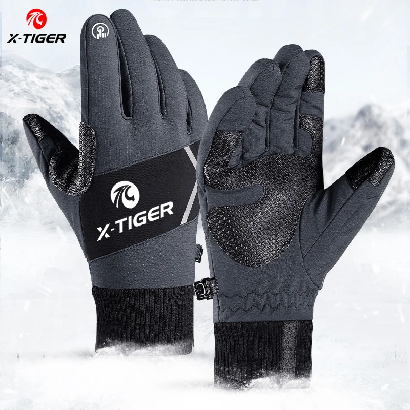 X TIGER Winter Cycling Gloves Autumn Windproof Keep Warm Touch Screen Shockproof Bicycle Bike Waterproof Sport Ski Gloves|Перчатки для