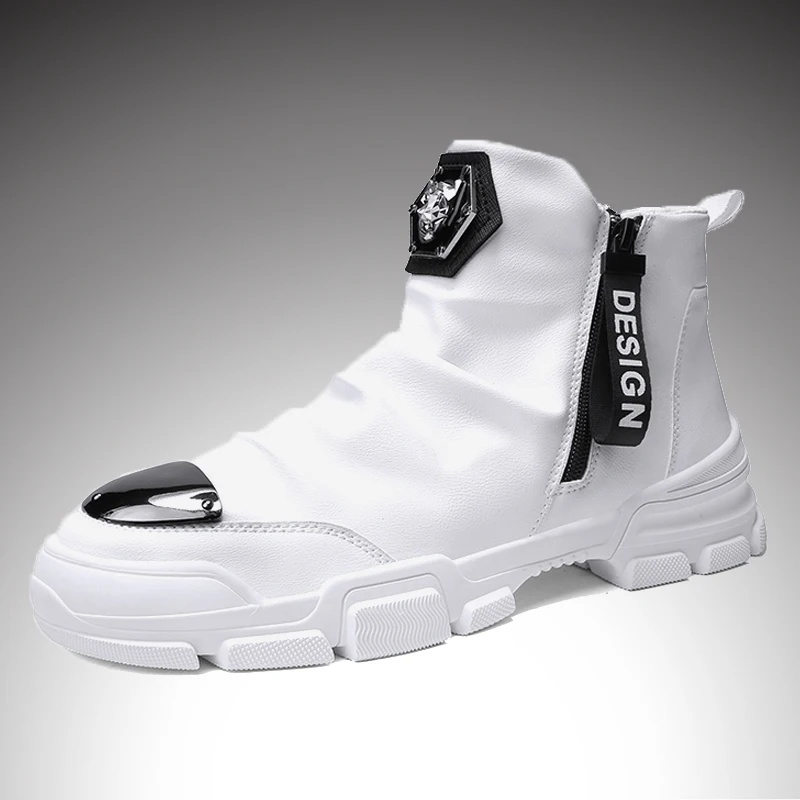 Зимние мужские ботинки из искусственной кожи; Botas Masculina; модная мужская зимняя обувь на молнии; 5#30/15E50