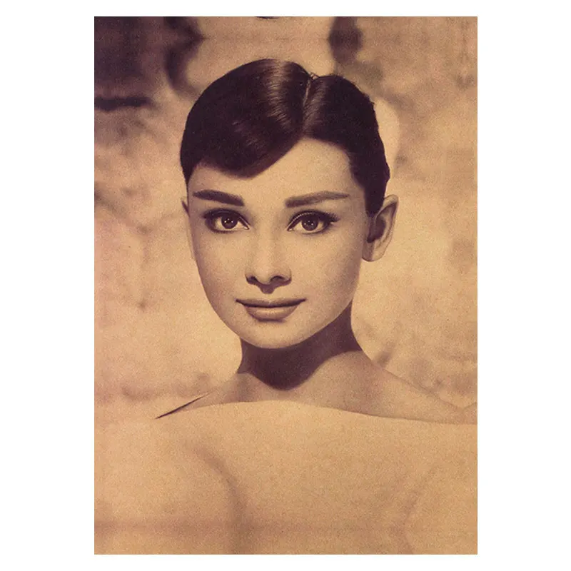 Ретро постер из крафт бумаги звезда классического кино Хепберн декор для бара