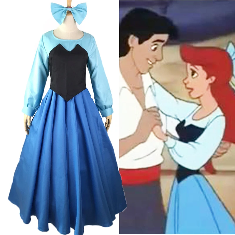 С рисунком маленькая русалочка Косплей Костюм Платье море дочь принцесса платье