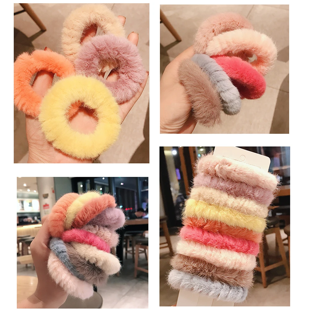 Осенне-зимняя мягкая резинка для волос в виде макарон младшей сестры красочная