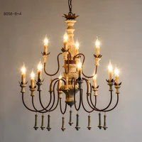 american retro 12 head wood chandelier restaurant living room bedroom made old iron candle e14 lighting led warm hanging fixture