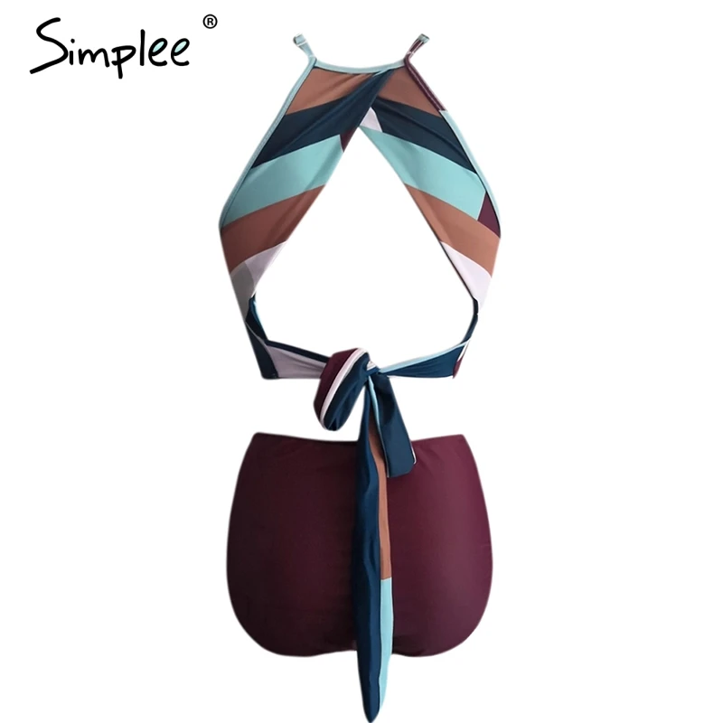 Simplee бикини в полоску купальник женский с принтом Купальник летняя пляжная
