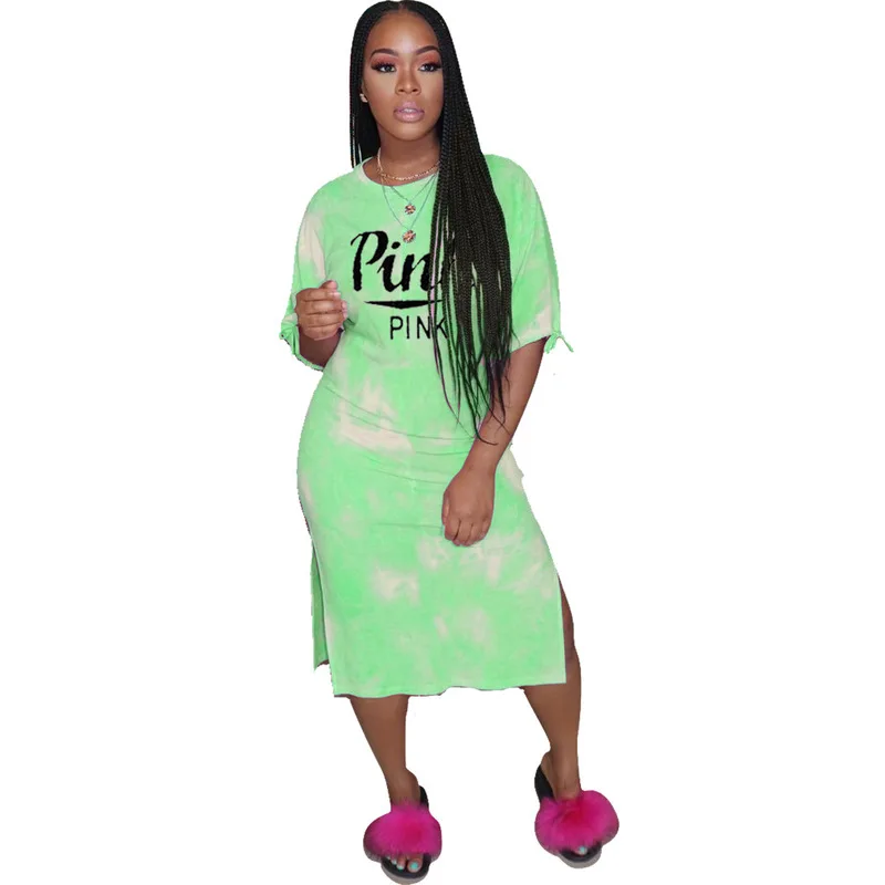 Женское платье футболка с круглым вырезом и коротким рукавом|Женские платья| |