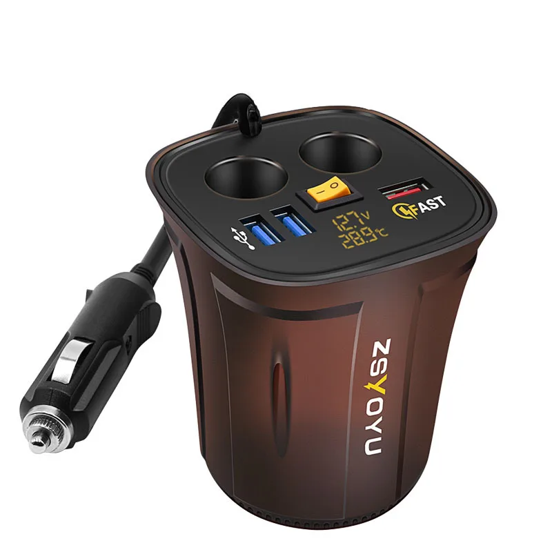 

Car lighter charger car charger car charger cup double QC3.0 Car Goods