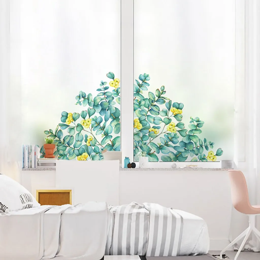 2 шт. DIY тропические растения и листья наклейки на стену зеленые для гостиной