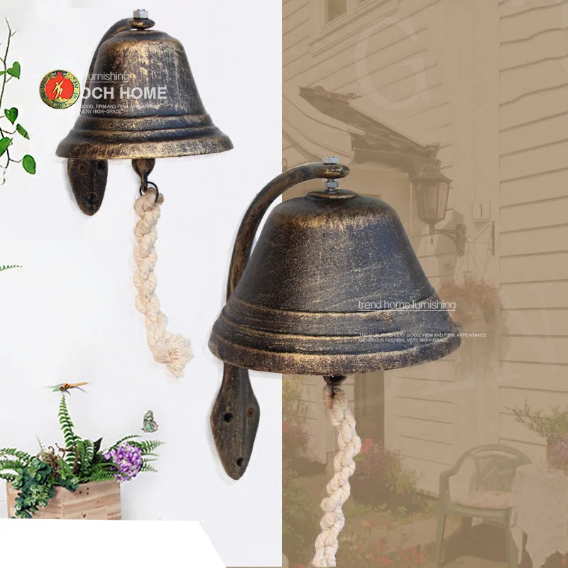 Колокольчик металлический большого размера в скандинавском стиле настенный