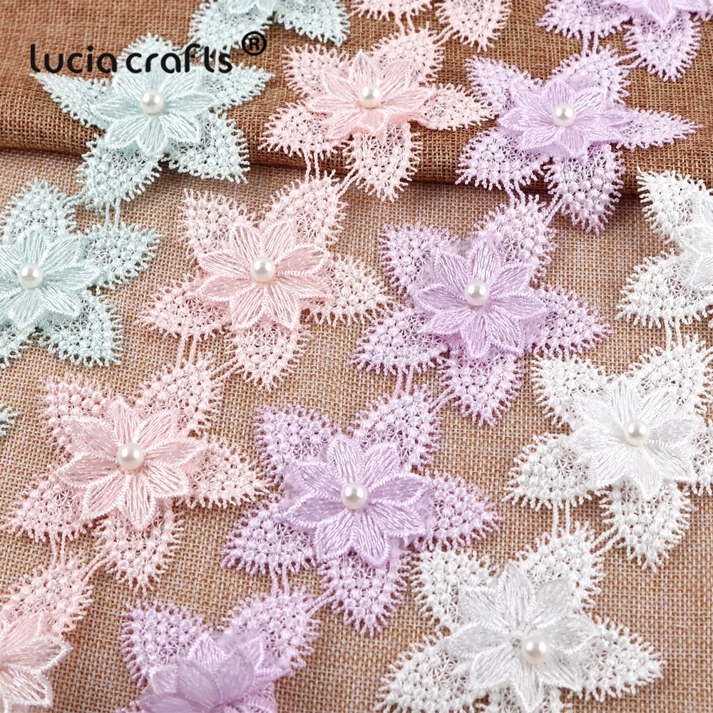 Lucia crafts 1 ярд/партия швейная Цветочная вышивка отделка кружевная ткань сделай сам