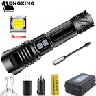 Прямая поставка, самый мощный фонарик Xhp110 с USB, светодиодный фонарь онарик с зумом, лучшая батарея 26650, для кемпинга, 9 ядер, для улицы, супер яркий, для кемпинга