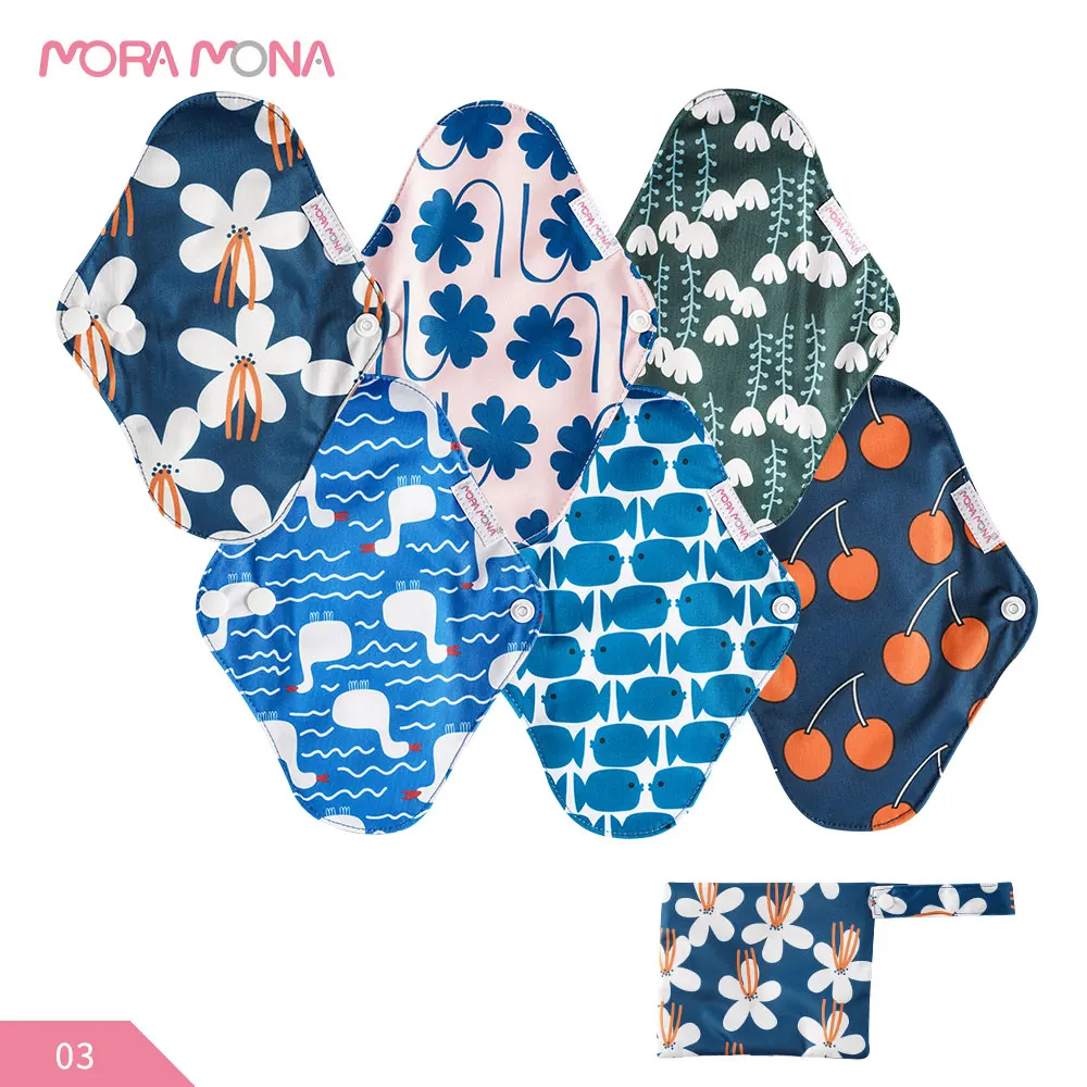 

Mora Mona Mama Panty Liner Organic Cotton Menstrual Pads Reusable Washable Women Sanitary Cloth Pads Charcoal Period Napkins