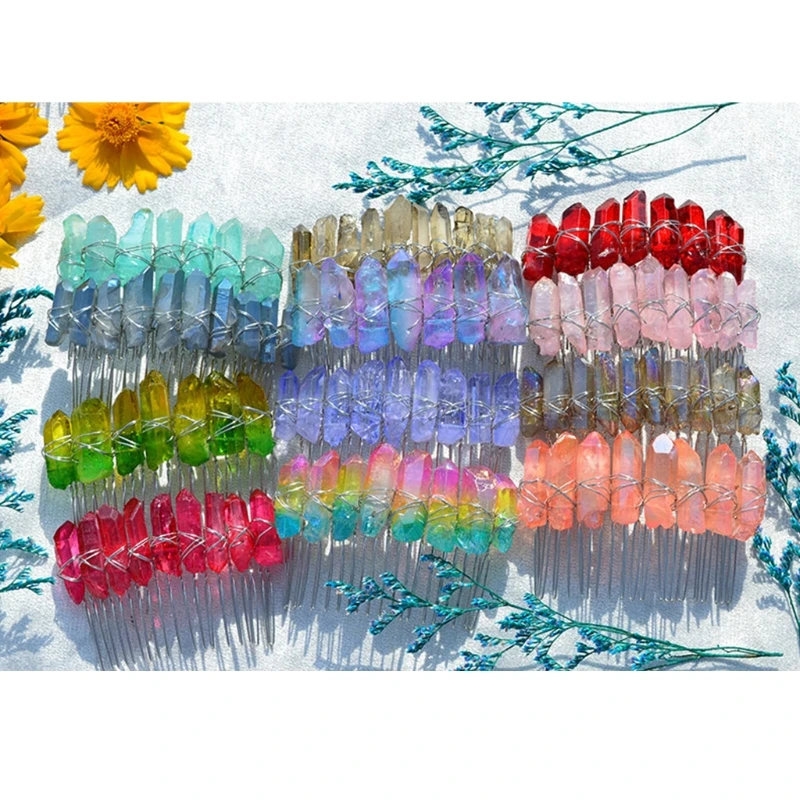 

Свадебные украшения для невесты, боковая расческа, радужная искусственная тиара, заколки для волос в стиле бохо