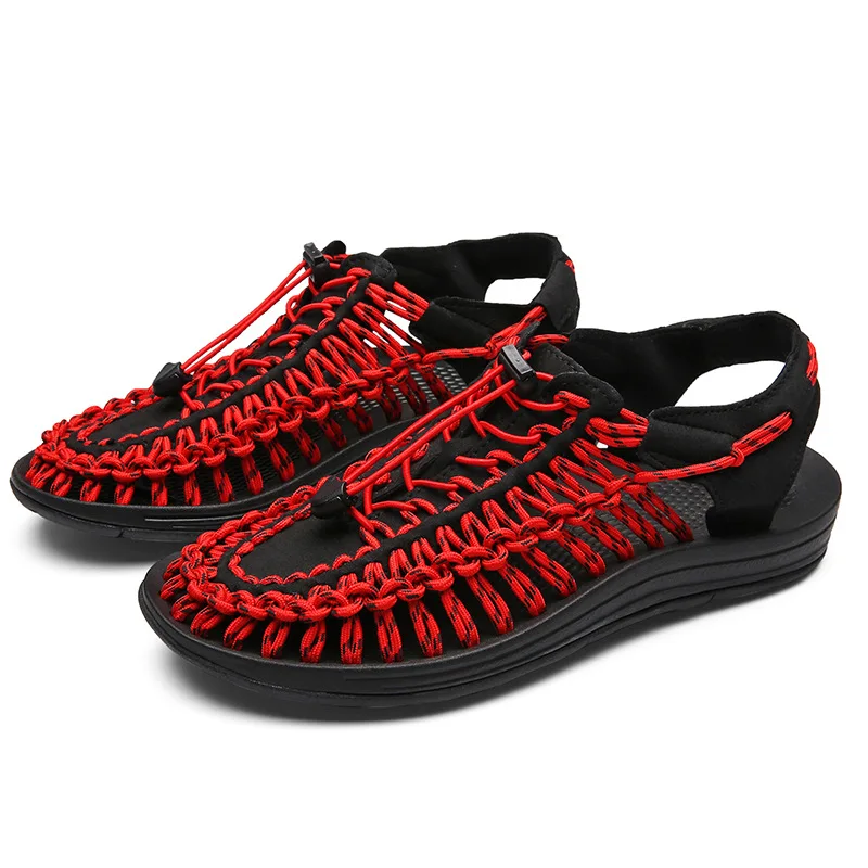 

2020 Summer Fashion Men Sandalias Mesh Rattan Cool Breathable Deodorant Outdoor Couple Beach Sandal Clogs Hombre Plus Size 35-49