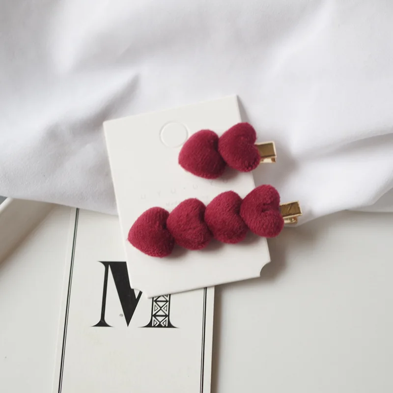 2 шт./компл. теплые зимние заколки винтажные бархатные для волос однотонные в