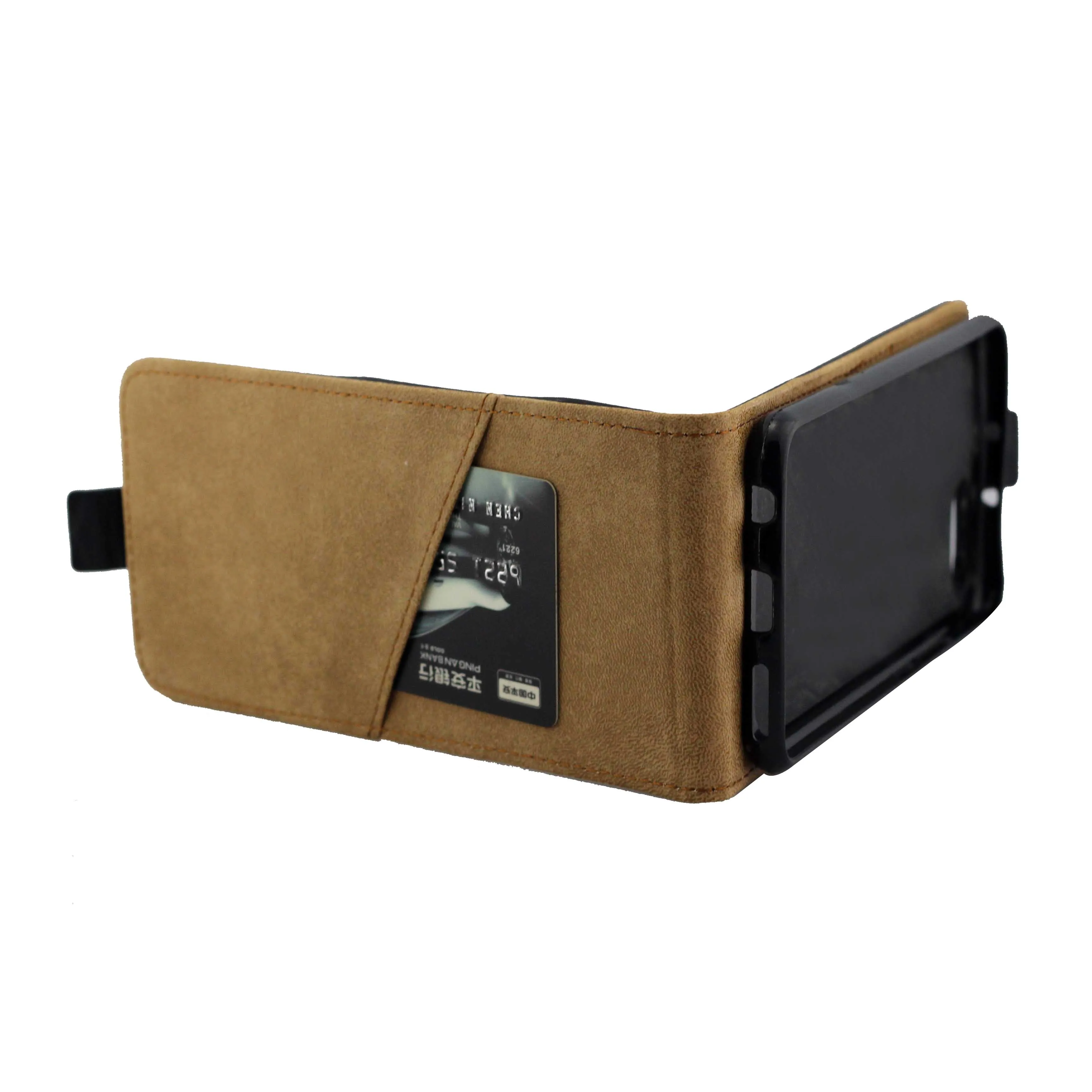 Магнитный Вертикальный откидной кожаный чехол-накладка с отделением для карт из