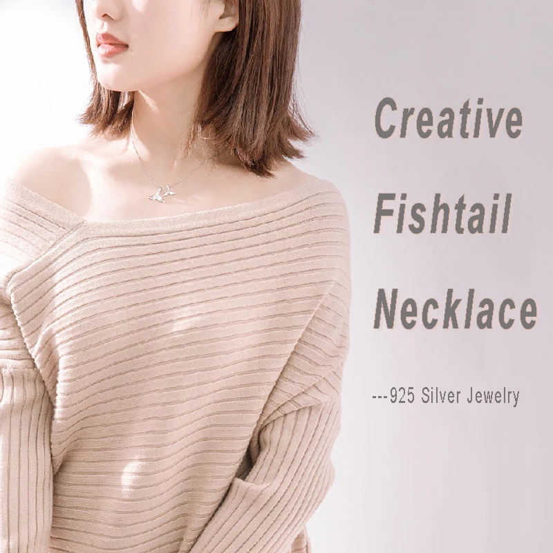 Ataullah Творческий Милый Двойной Рыбий Хвост Дельфин Ожерелья Серебро 925 Ожерелье