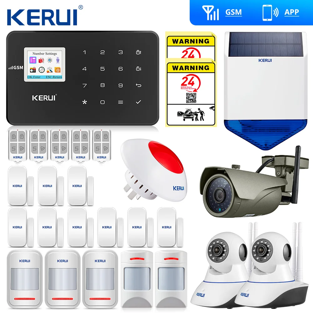 Kerui G18 GSM Alarm System Android IOS APP Touch keypad Smart Home Burglar Wifi Camera Flash siren | Безопасность и защита