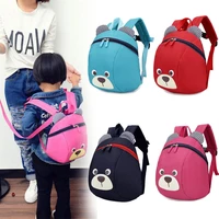 baby kids school bag cute bear zipper backpack with safety reins belt nylon small bag