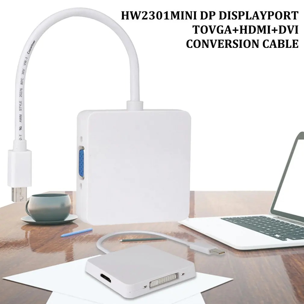 3 в 1 Mini displayport DP Thunderbolt to DVI VGA HDMI конвертер Кабель адаптер для iMac Mac Pro Air Book монитора