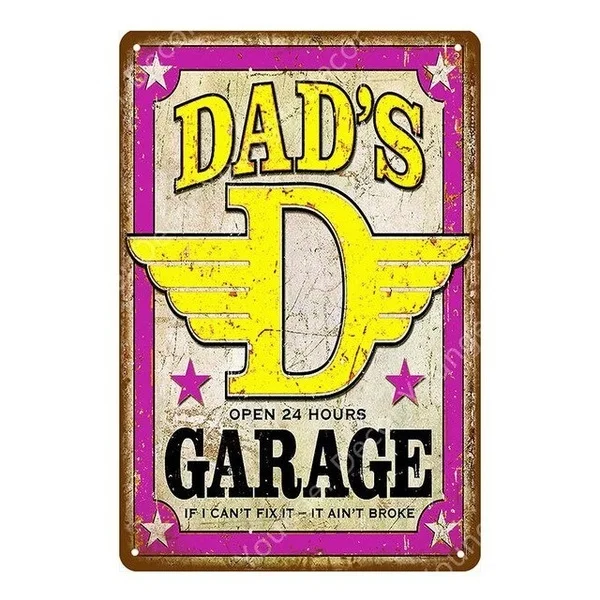 

Dad's Garage Pin Up Girl Route 66 Tin Signs Metal Poster Art Wall Decoration Pub Bar Cafe Home Decor Vintage Iron Craft YI-085