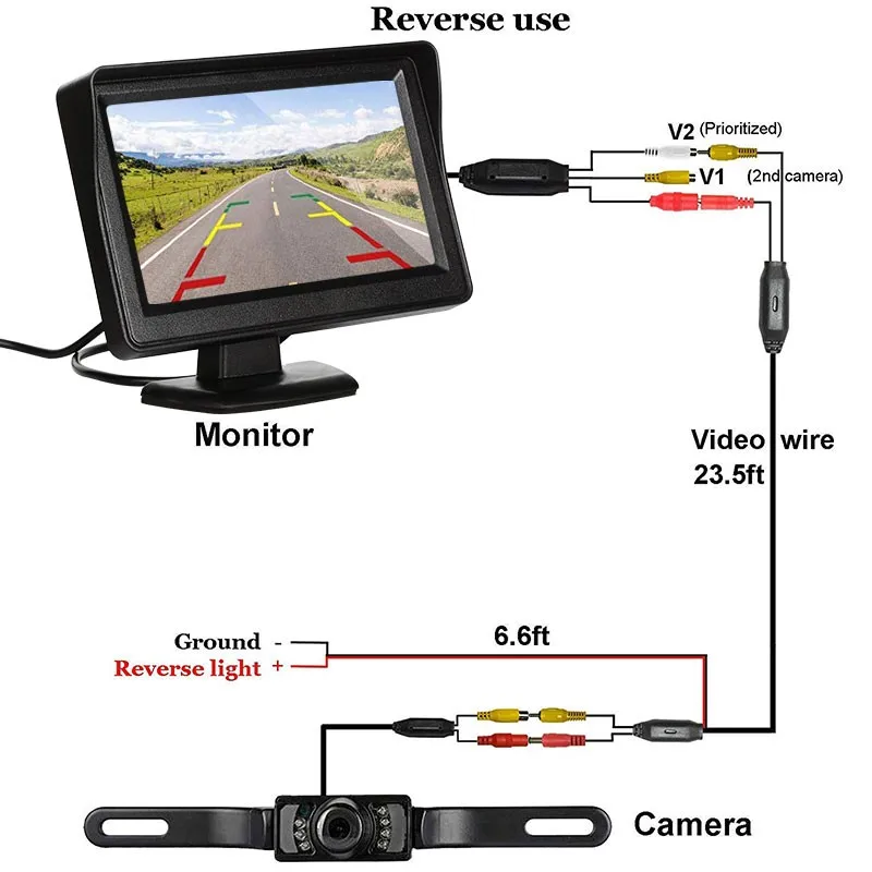 $123.43 4.3 inch Car Rear View Monitor Reversing LCD TFT Display with Night Vision Backup Rearview Camera for Vehicle