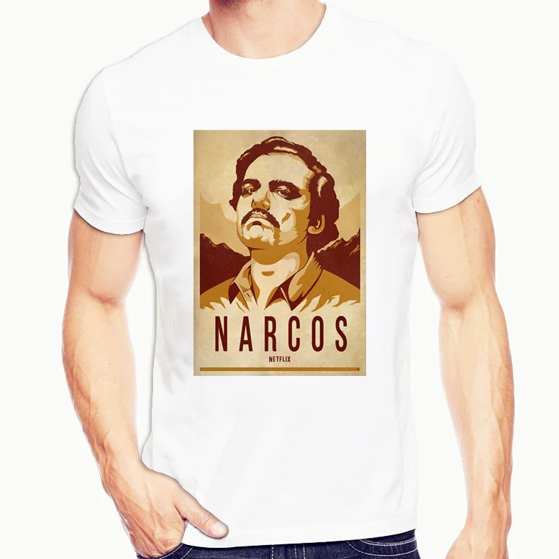 Мужские футболки в стиле Харадзюку Narcos Pablo Escobar Мужская футболка с рисунком