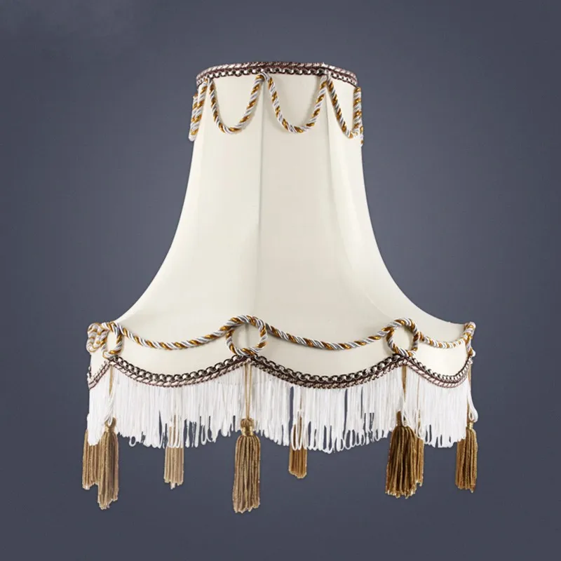 E27 Art Deco Court tassel Lamp shade for table lamp floor lamp shade fabric beige lampshades modern style lamp cover