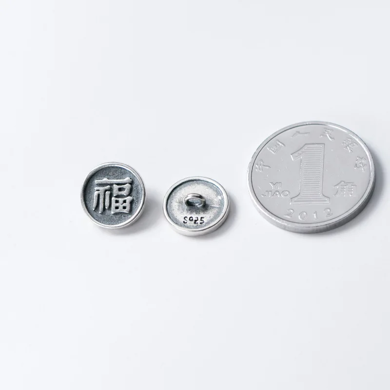 MEETSOFT серебро 100% пробы ретро пуговицы матовая отделка запонки на удачу 10 мм