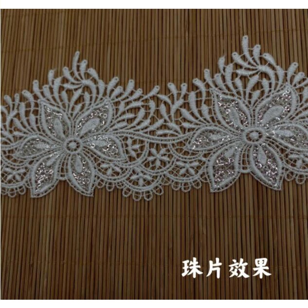 

1Yard Width:7cm New Style Pearlescent Lace Creative Flower Bar Code Computerized Embroidery for Clothing Accessories(ss-2453)
