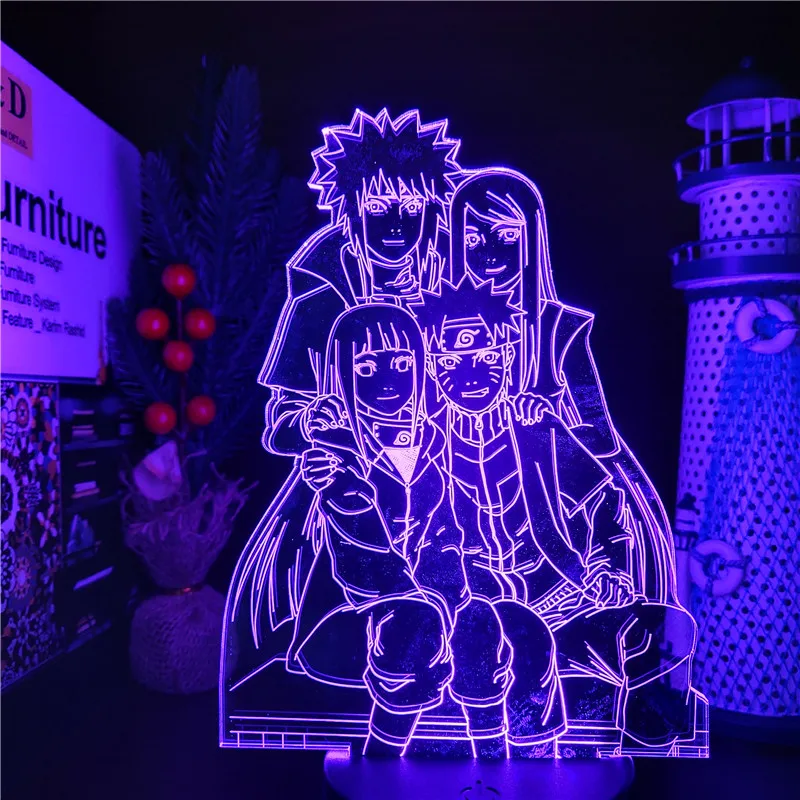 Ночник Bandai Naruto Kushina Hinata Minato 3D иллюзия ночники аниме светодиодный ная лампа