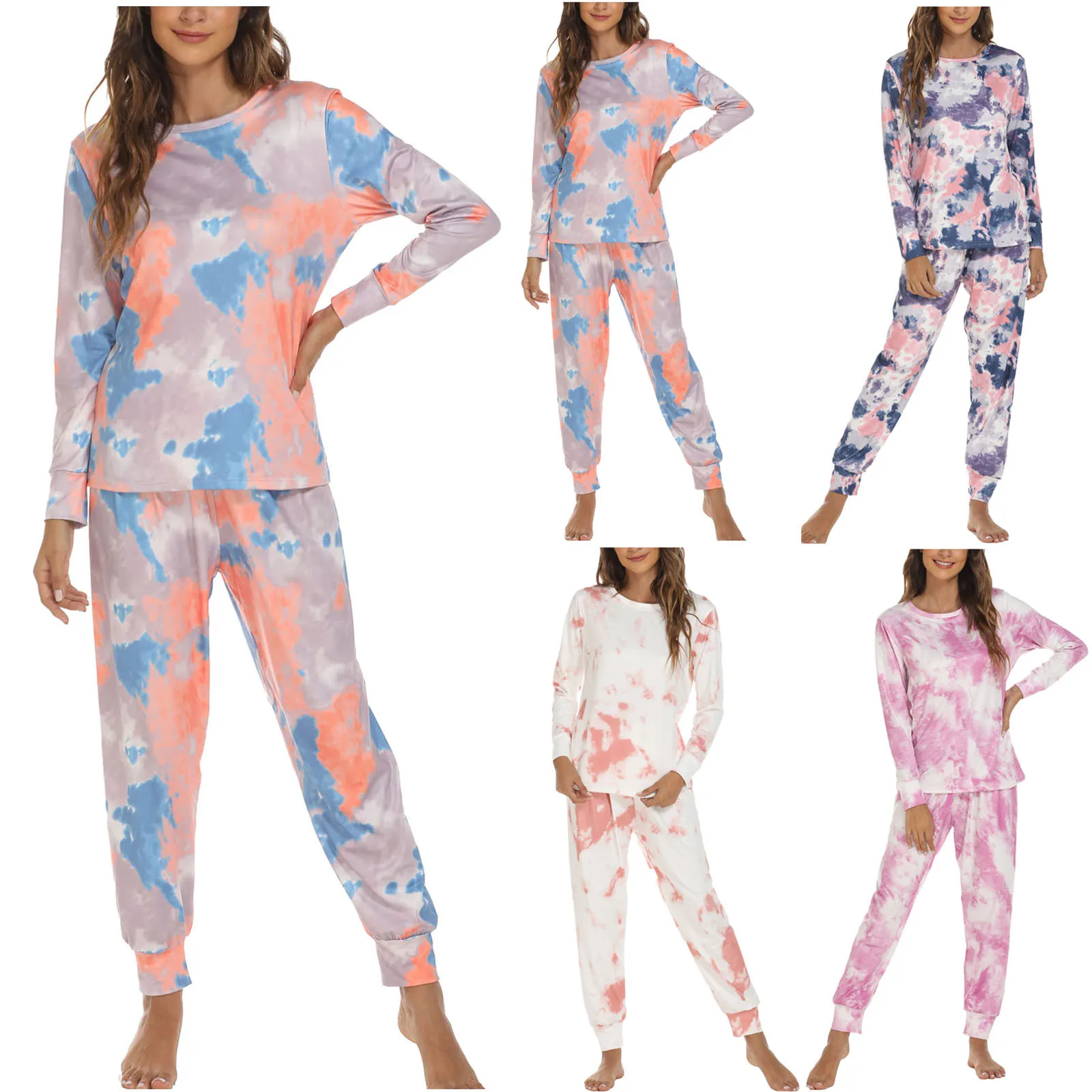 

Женский пижамный комплект, модные брюки с длинным рукавом и принтом, пижама из двух предметов, повседневная и удобная домашняя одежда
