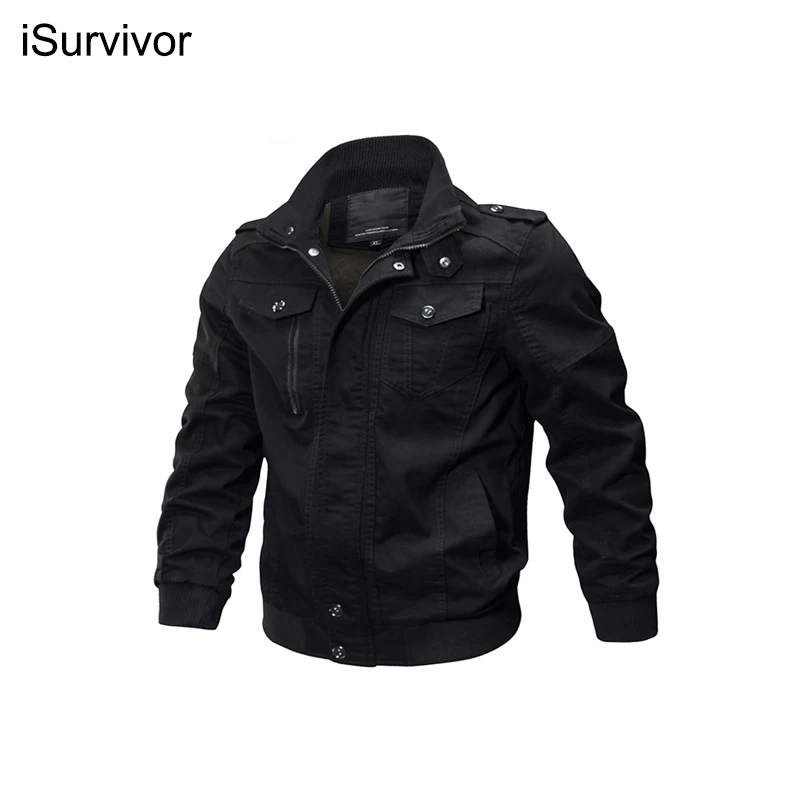 

iSurvivor 2022 Military Jacket Men Winter Army Cotton Pilot Jacket Autumn Fashion Casual Cargo Slim Fit Coat