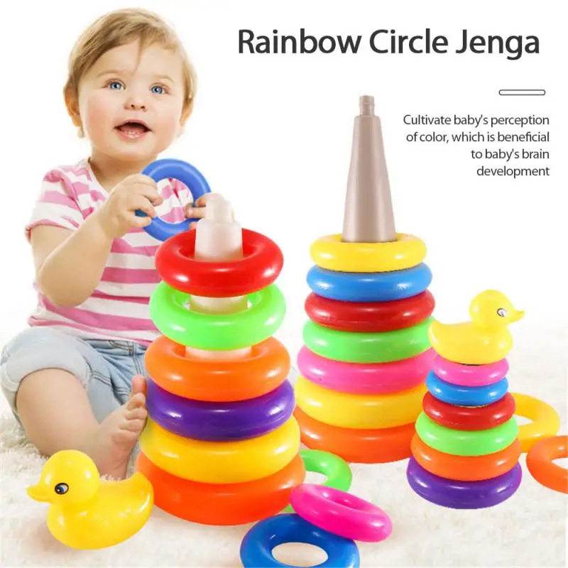 

Pyramid Gifts Hobbies Baby Kids Birthday Toys For Children Children's Rainbow Tower Stacking Circle Baby Early Education Puzzle