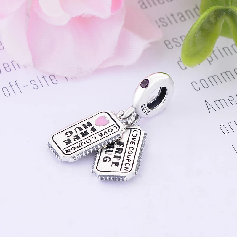 100% реальная яркость оригинальный Шарм браслет Pan розовое сердце любовь купон