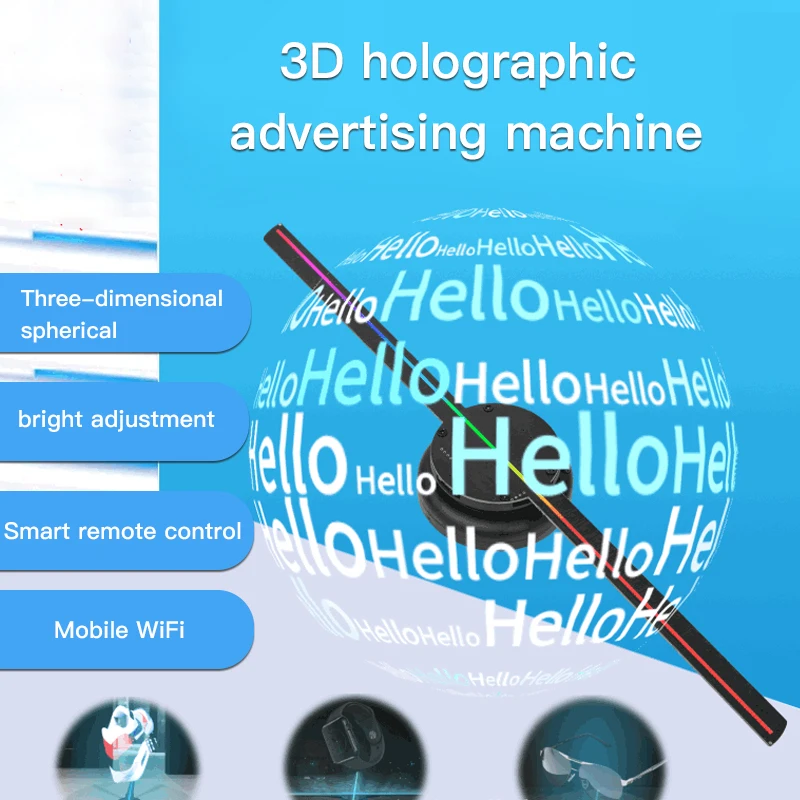 3d holographic advertising machine 40cm naked eye projection fan wall-mounted stereo imaging floating led screen wifi control