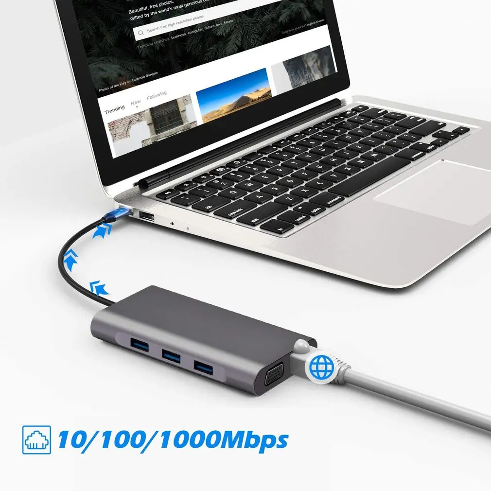 

10-in-1 USB3.0 TF SDTF Docking Hub Converter Travel Charger Power Adapter Universal Socket Fireproof Metal Hub
