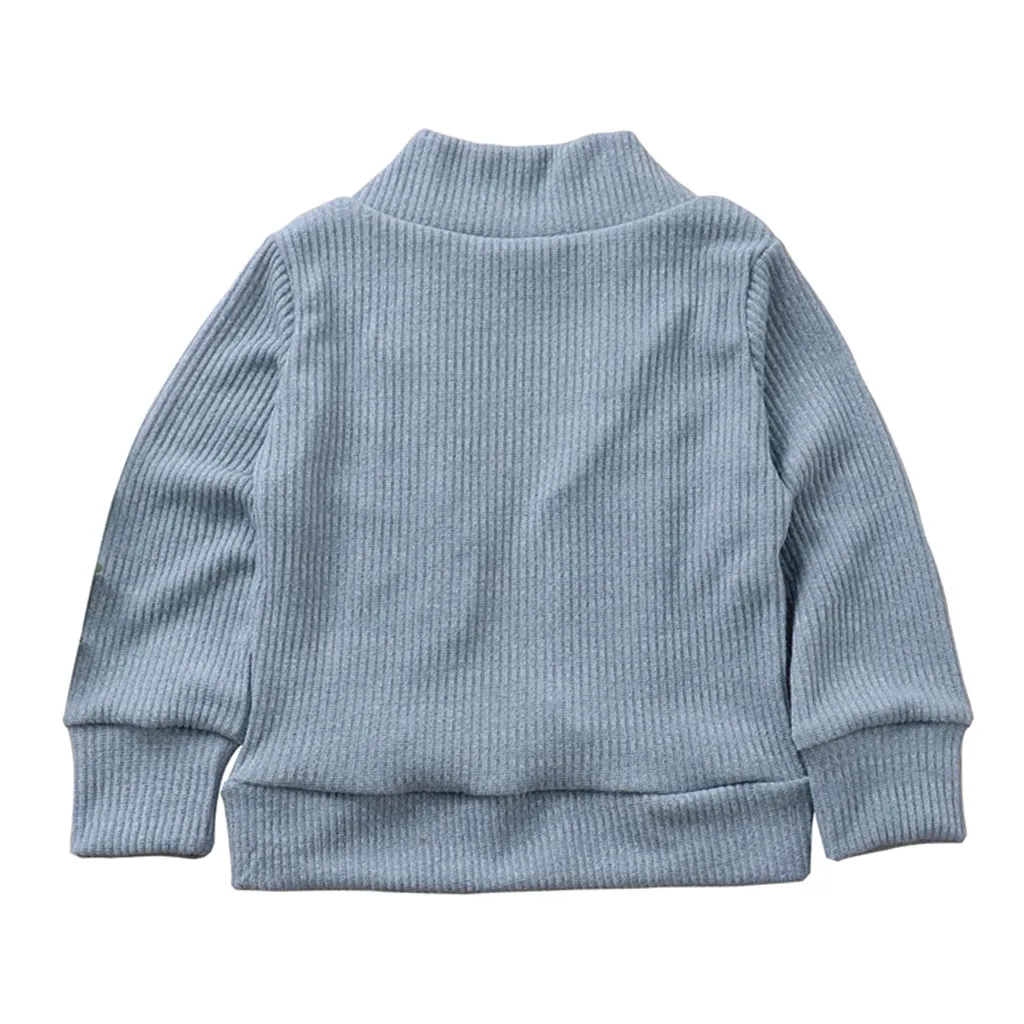 Хлопковая куртка для малышей девочек и мальчиков Однотонный свитер вязаный