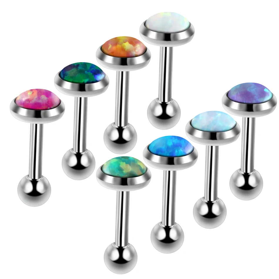 3 шт./лот Нержавеющая сталь Серьги Для Пирсинга Ушей из опалового камня