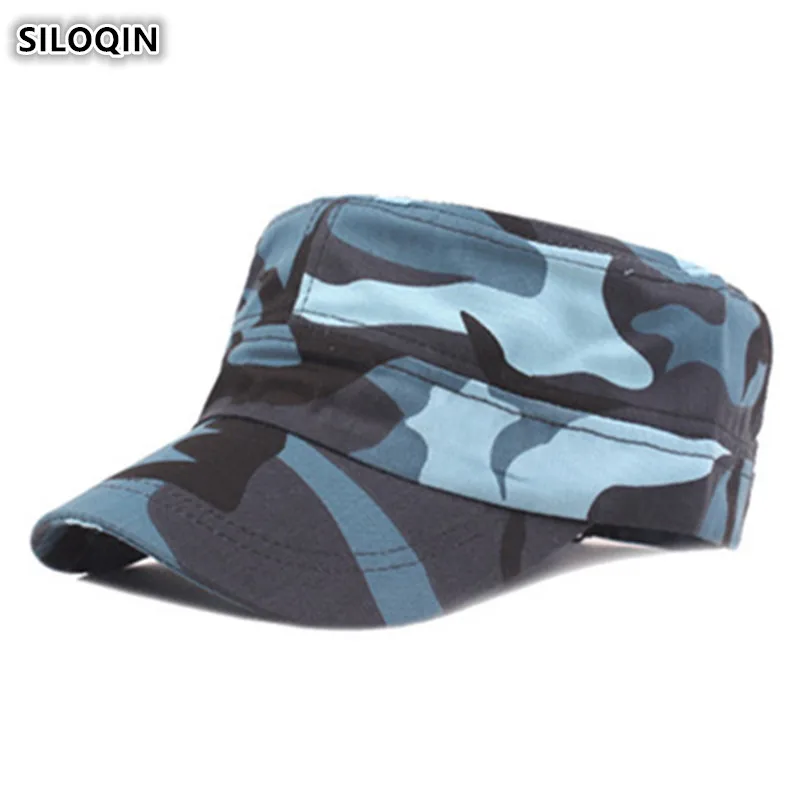 

SILOQIN Men Flat Cap Adult Men's Camouflage Hat Cotton Army Military Hats New Adjustable Size Fashion Brands Cap Snapback Caps