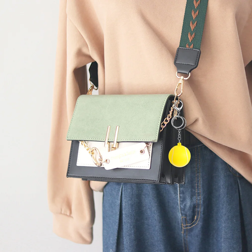 

12Pcs Tennis Pattern Keychains Decorative Kids Toys Car Pendants (Yellow)