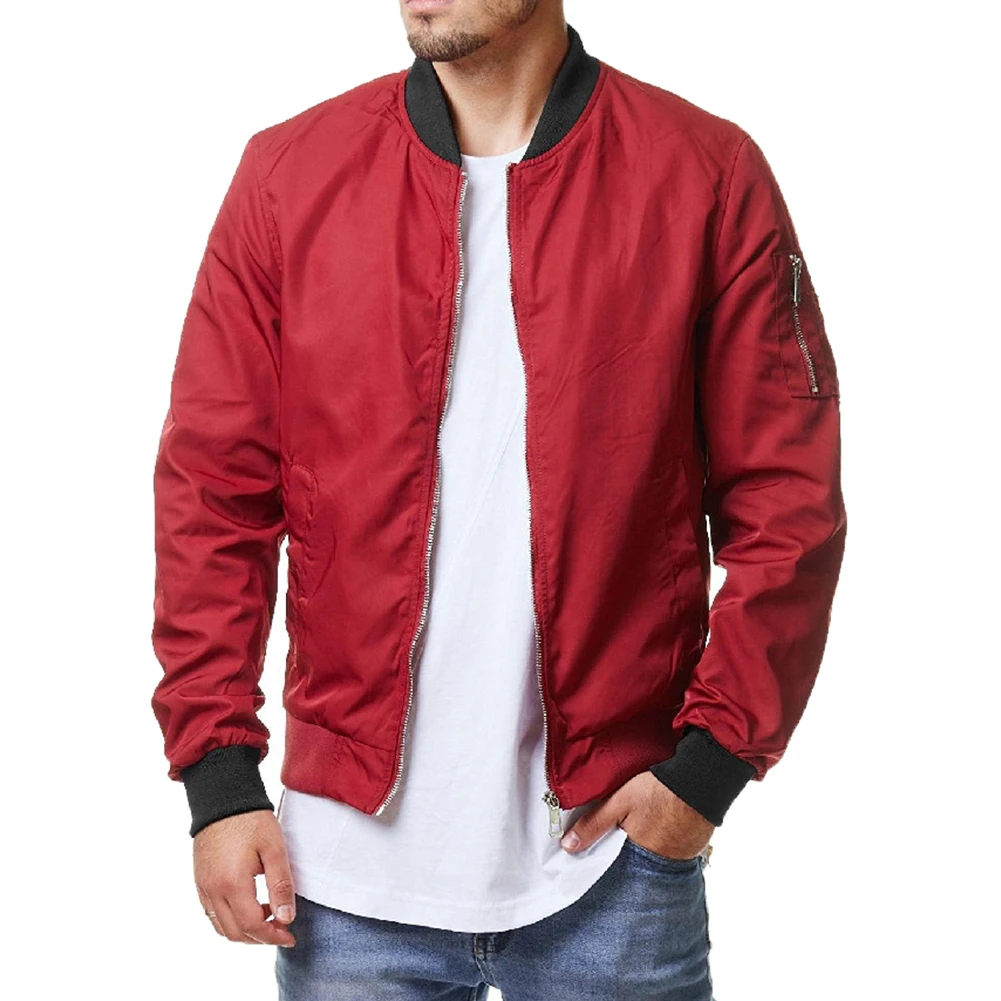 Men Loose Outdoor Sport Baseball Bomber Casual Jacket Autumn O neck Red Black White Amy Green Colors Spring man | Мужская одежда