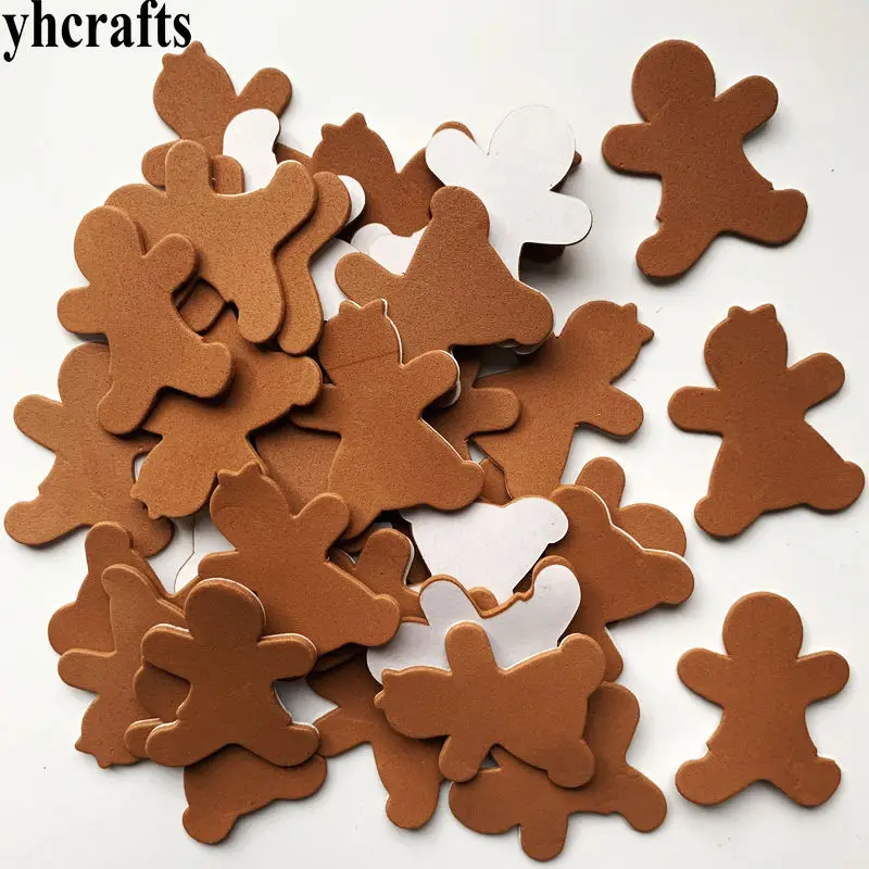 30PCS bread man 1 пакетов/лот, снежинка снеговик шток Подарочная коробка блестящие наклейки из пеноматериала Раннее Обучение Обучающие поделки diy игрушки Детская комната орнамент - Цвет: 30PCS bread man