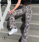 Женские прямые брюки Y2K с принтом зебры в стиле Харадзюку, повседневные эластичные длинные брюки с высокой талией, женская модная одежда, уличная одежда