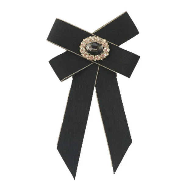 Винтажная лента бант брошь Хрустальный булавка на воротник рубашка корсаж