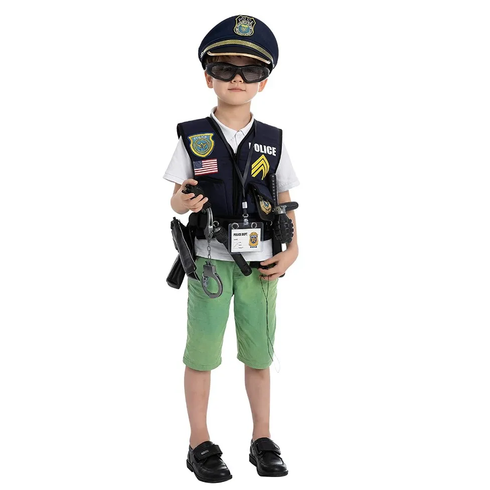 _ Детский наряд для мальчиков полицейские костюмы идеальный жилет и аксессуары
