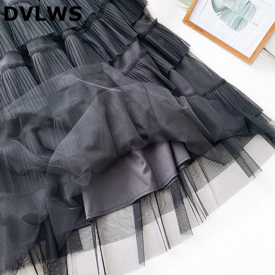 

DVLWS 2020 Spring Rose Red Cakecup Skirts Women Summer New Irregular Ruffles Skirt Element Fairy Cake Skirt 2 Color Black RED