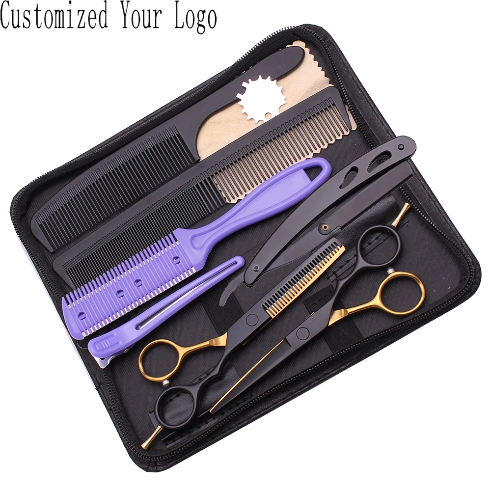 Набор парикмахерских ножниц 5 &quotJP нержавеющая Гравировка Логотип филировочные