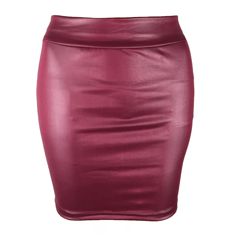 

Women Faux Leather Short Pencil Skirt Fashion Office Lady Elegant Workwear Sexy Bodycon High Waist Mini Skirt Plus Size S-2XL