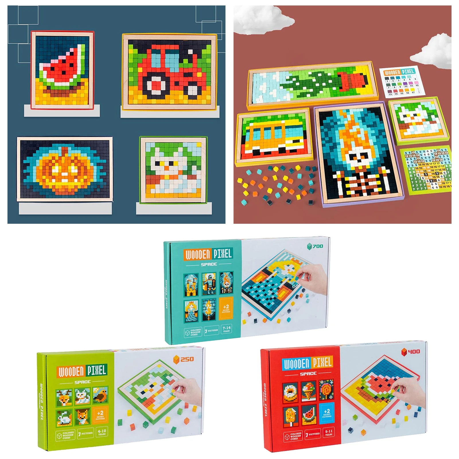 

Building Blocks, Wooden Counting Game Puzzles Early Development Color Concentration Toys, Gifts for 3-9 Years Infants
